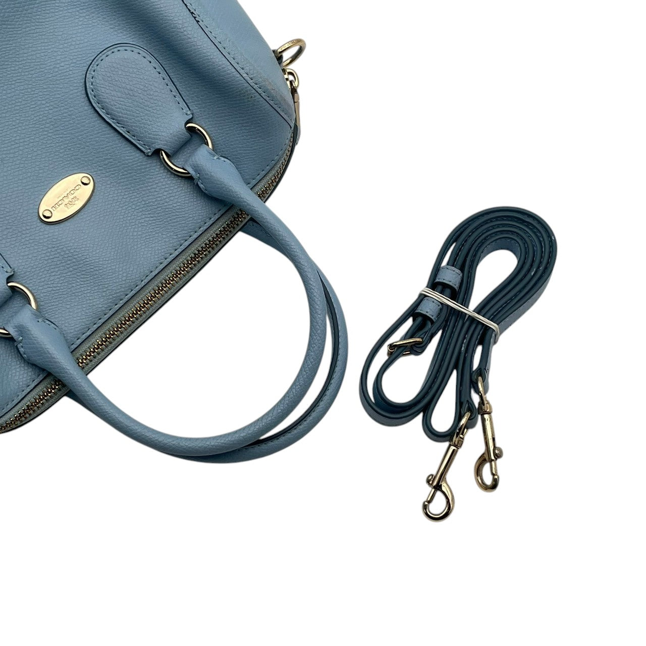 コーチ COACH 2WAY ハンドバッグ ショルダーバッグ 斜め掛け可 レザー 本革 水色 ゴールド金具 ミニボストン ベネット サッチェル ビンテージ クラシック エレガント 上品 鞄 レディース お出かけ 定番 人気 アイテム F33329 S57