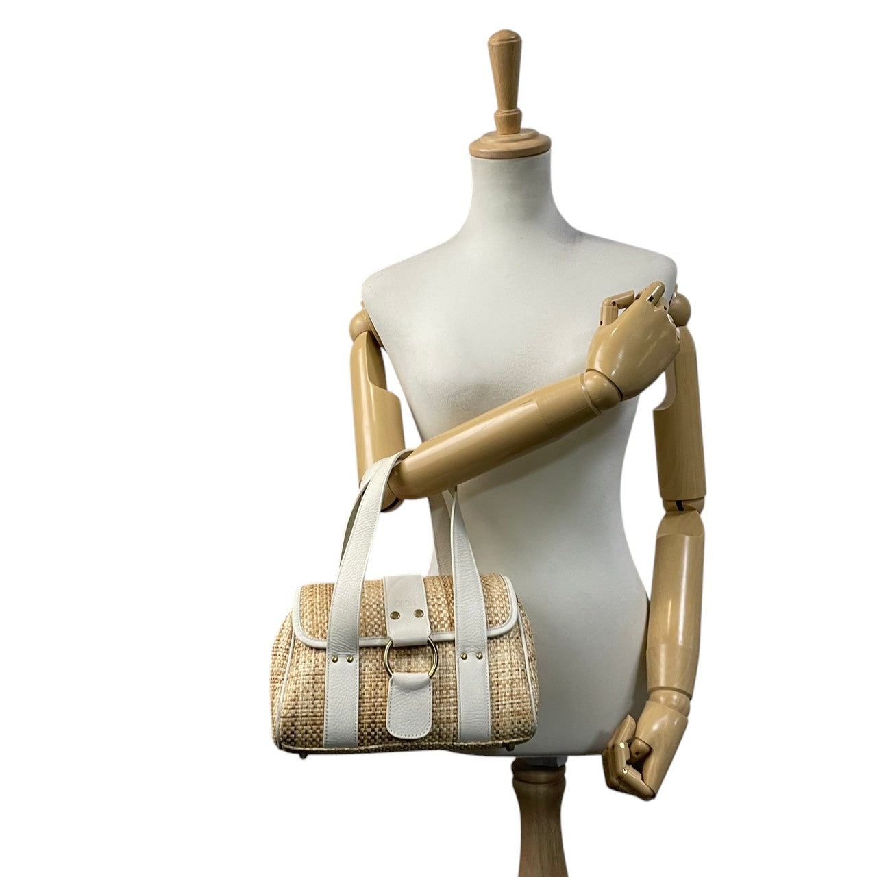 クロエ Chloe ハンドバッグ カゴバッグ マーシー バスケット ストロー レザー ベージュ ゴールド金具 自立可 ビンテージ クラシック エレガント フェミニン 上品 鞄 レディース お出かけ 春夏 定番 人気 腕掛け カジュアル リゾート S58