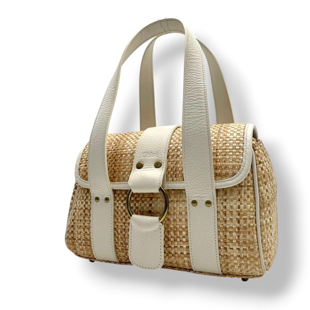 クロエ Chloe ハンドバッグ カゴバッグ マーシー バスケット ストロー レザー ベージュ ゴールド金具 自立可 ビンテージ クラシック エレガント フェミニン 上品 鞄 レディース お出かけ 春夏 定番 人気 腕掛け カジュアル リゾート S58