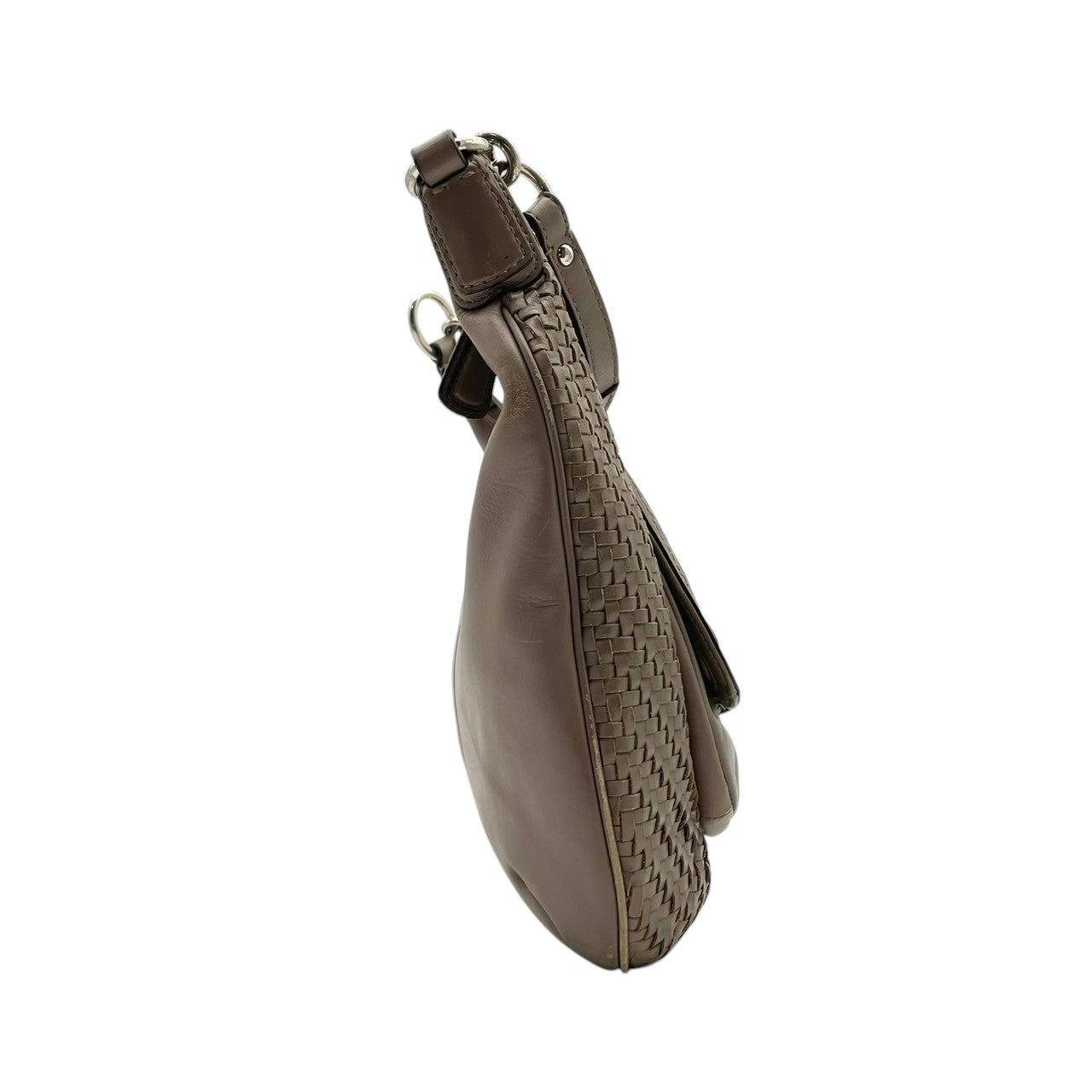 【良品】コーチ COACH 19314 マディソン レザー ウーブン リンジー ショルダーバッグ イントレチャート 編み込み グレー ワンショルダー 斜め掛け可 ビンテージ クラシック エレガント 上品 高級感 レディース 通勤 通学 お出かけ S58