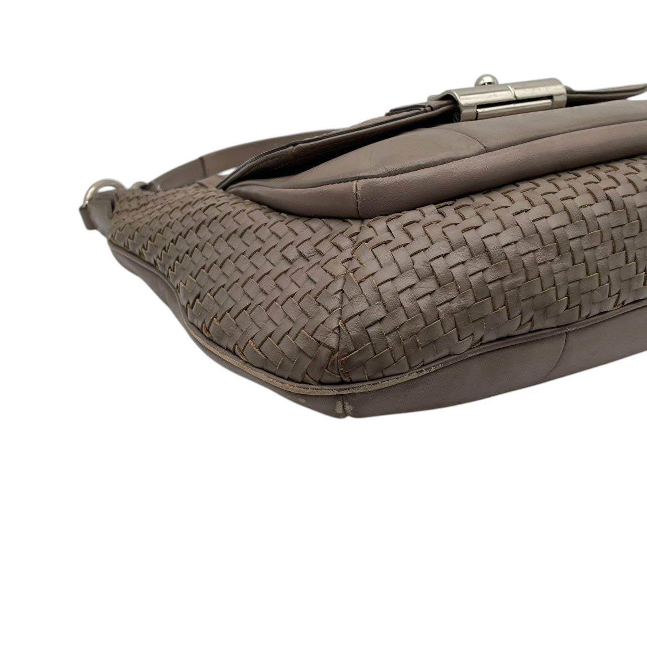 【良品】コーチ COACH 19314 マディソン レザー ウーブン リンジー ショルダーバッグ イントレチャート 編み込み グレー ワンショルダー 斜め掛け可 ビンテージ クラシック エレガント 上品 高級感 レディース 通勤 通学 お出かけ S58