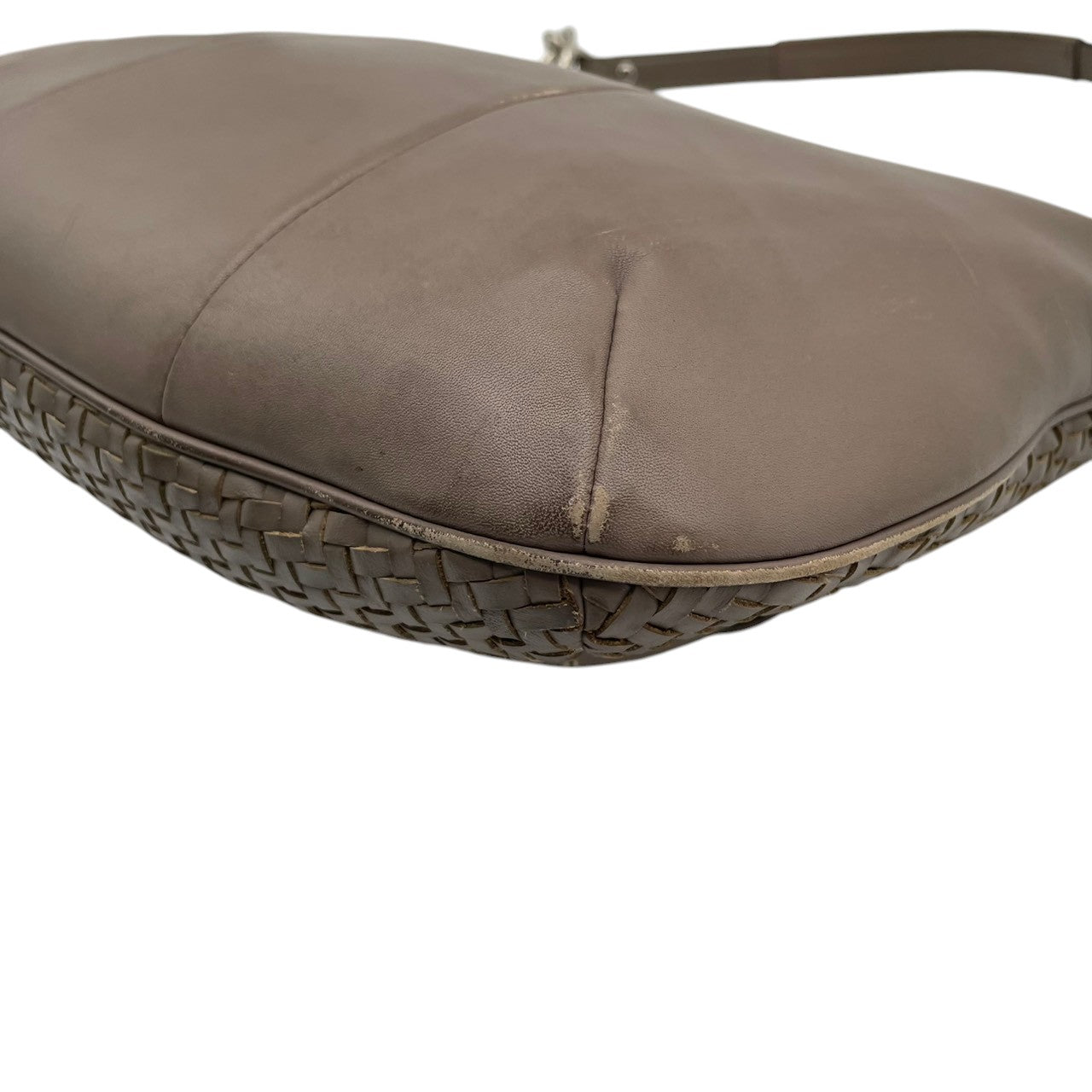 【良品】コーチ COACH 19314 マディソン レザー ウーブン リンジー ショルダーバッグ イントレチャート 編み込み グレー ワンショルダー 斜め掛け可 ビンテージ クラシック エレガント 上品 高級感 レディース 通勤 通学 お出かけ S58