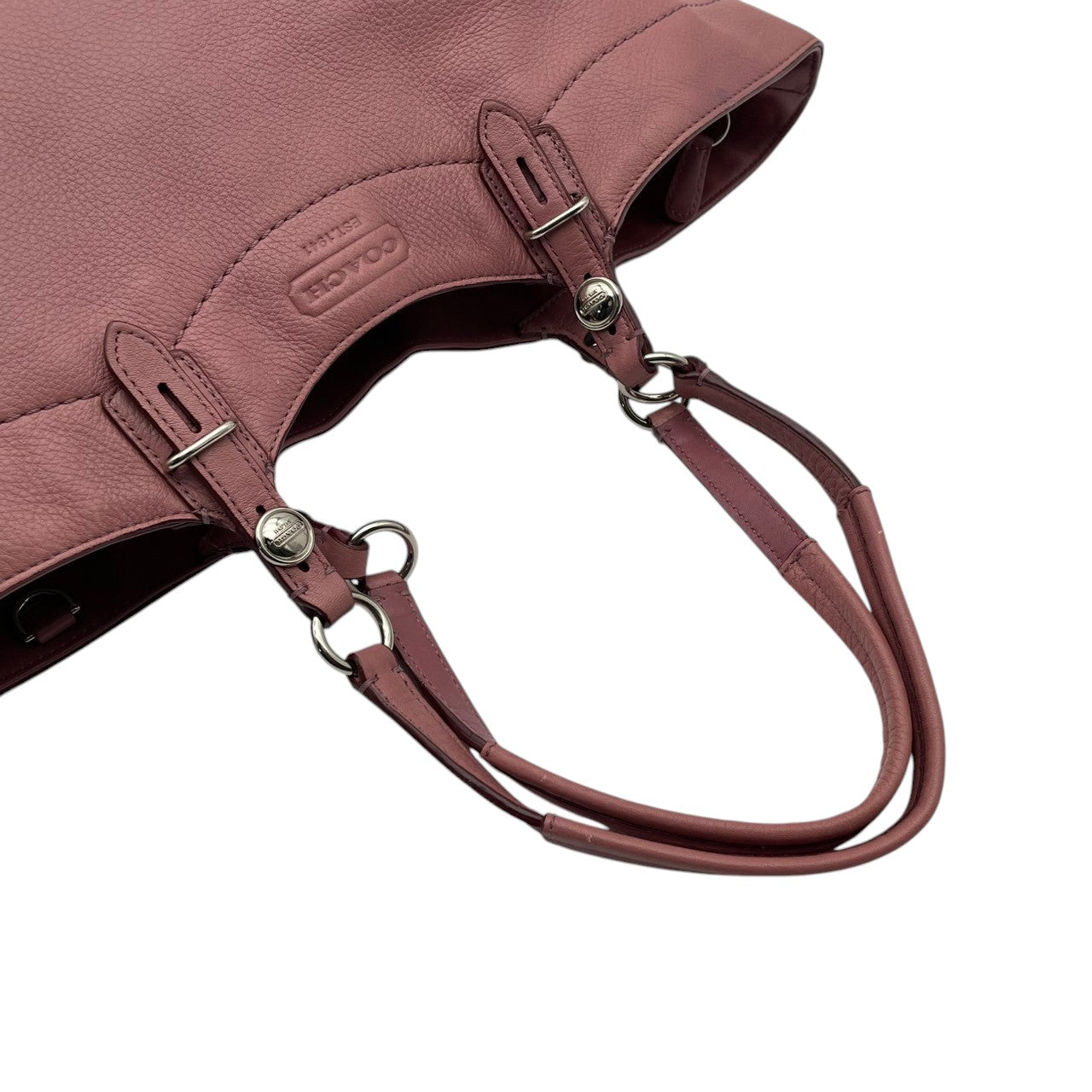 【良品】コーチ COACH トートバッグ ショルダーバッグ 肩掛け ワンショルダー A4収納可 大容量 本革 レザー ピンク 桃色 ゴールド金具 ロゴ チャーム ビンテージ クラシック エレガント 上品 通勤 通学 お出かけ レジャー 収納力抜群 S66