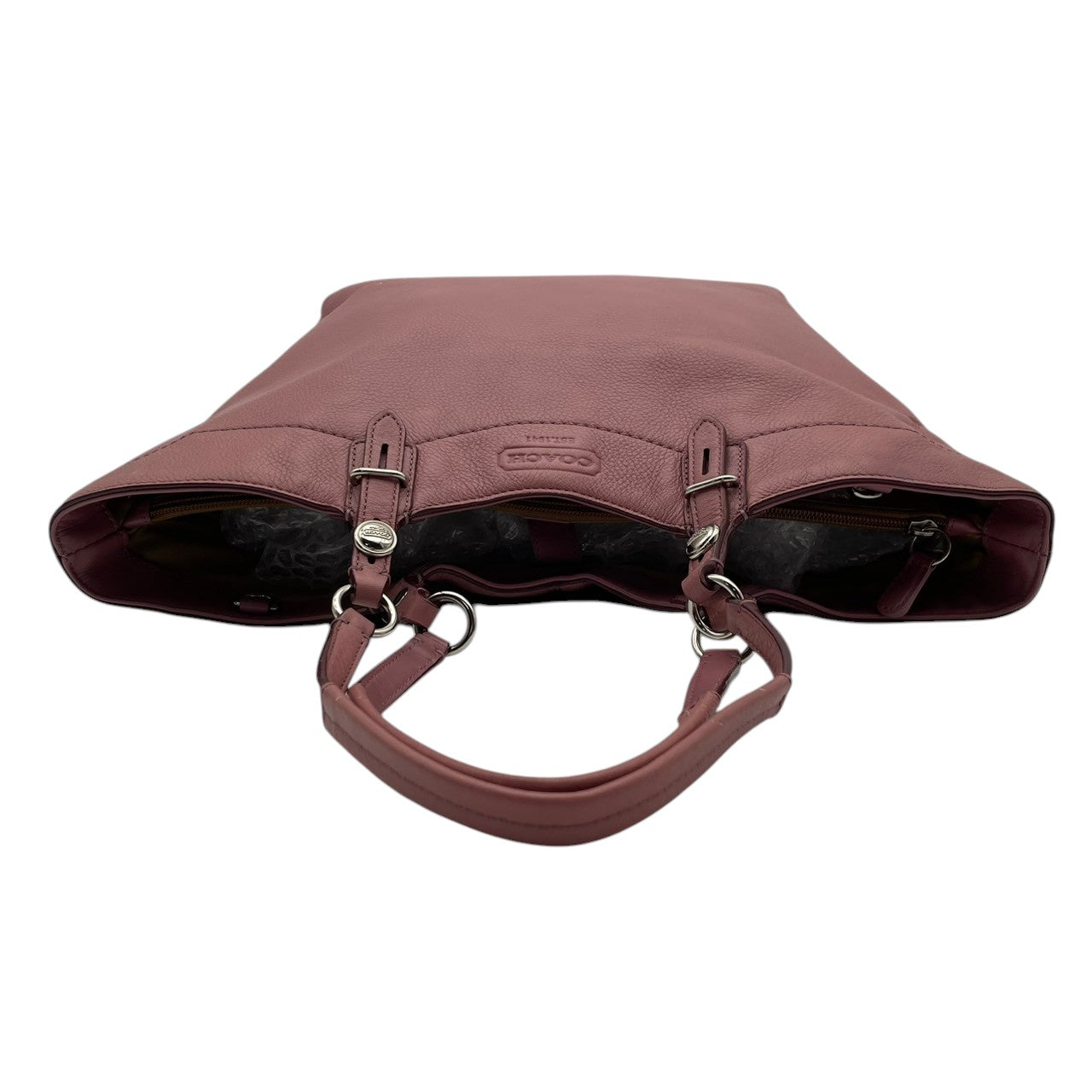 【良品】コーチ COACH トートバッグ ショルダーバッグ 肩掛け ワンショルダー A4収納可 大容量 本革 レザー ピンク 桃色 ゴールド金具 ロゴ チャーム ビンテージ クラシック エレガント 上品 通勤 通学 お出かけ レジャー 収納力抜群 S66