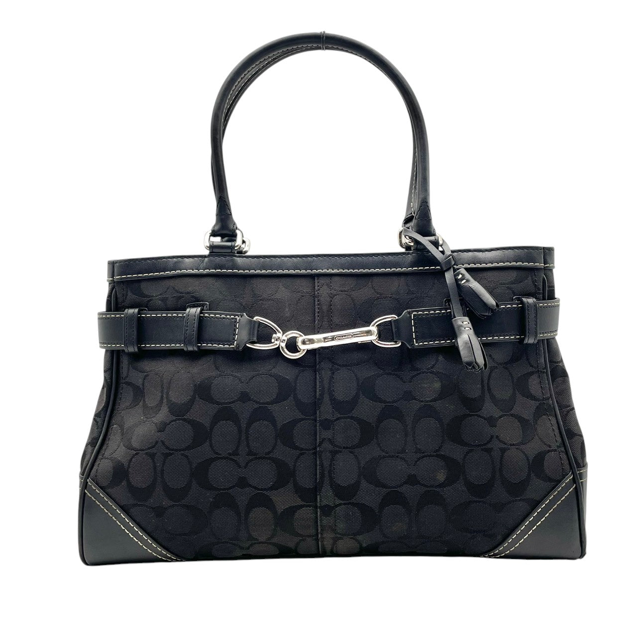 コーチ COACH トートバッグ シグネチャー キャンバス レザー ブラック 黒 8K07 肩掛け ワンショルダー 自立可 A4収納可 通勤 通学 普段使い お出かけ エレガント クラシック ビンテージ レディース ブランド 鞄 収納力抜群 スタイリッシュ 定番 人気 シック 高級感 上品 清楚 お洒落 S66