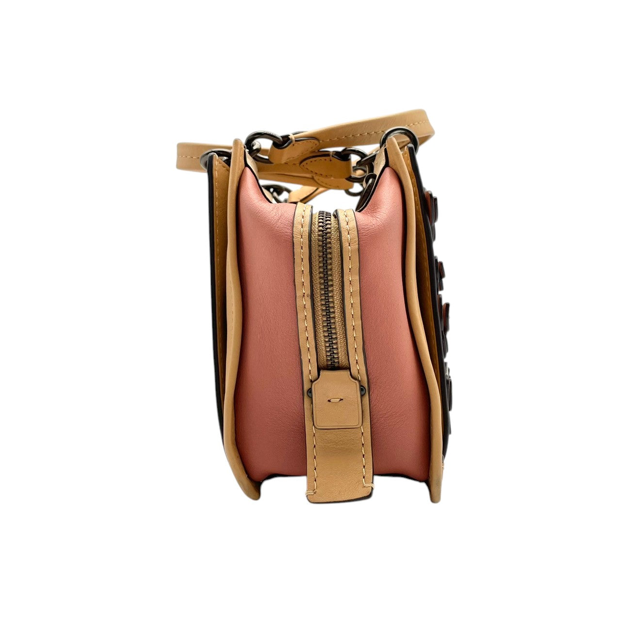 美品 コーチ COACH ドリーマー 2way ショルダーバッグ ハンドバッグ 69553 バタフライ アップリケ レザー 本革 アイボリー ピンク 肩掛け 斜め掛け可 チャーム 通勤 通学 旅行 エレガント クラシカル ビンテージ 希少 ブランド 鞄 S66