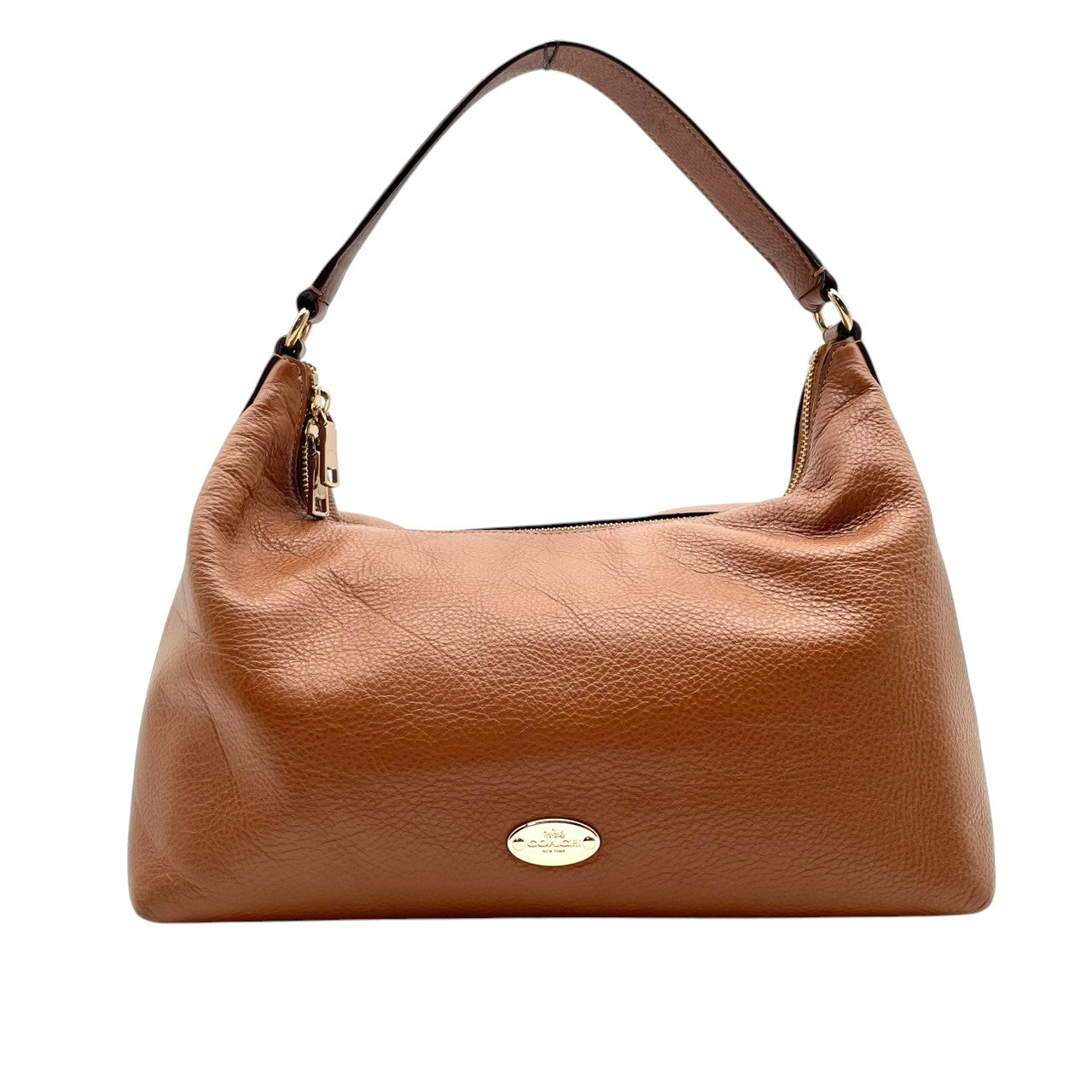【美品】コーチ COACH ハンドバッグ レザー 本革 ペブルドレザー ブラウン 茶色 ゴールド金具 F36628 ホーボーバッグ セレステ ワンショルダー 肩掛け レディース カジュアル エレガント 上品 通勤 通学 ビンテージ風 クラシック シボ革 S66