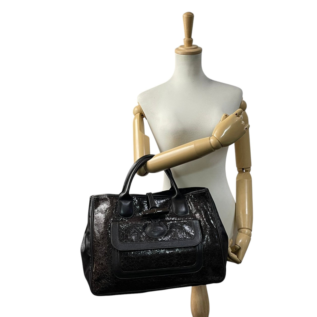美品 ロンシャン LONGCHAMP トートバッグ ハンドバッグ ロゾ レザー 本革 ブラウン 茶色 シルバー金具 A4サイズ収納可 自立可 ビジネス 通勤 通学 ビンテージ クラシック エレガント 上品 鞄 レディース メンズ ユニセックス S69