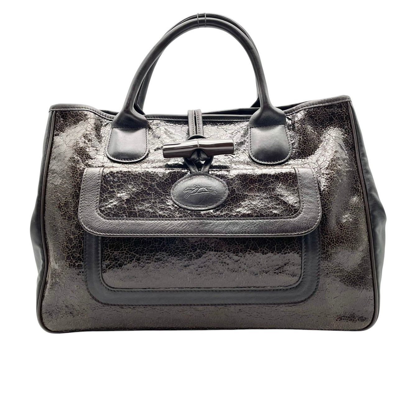 美品 ロンシャン LONGCHAMP トートバッグ ハンドバッグ ロゾ レザー 本革 ブラウン 茶色 シルバー金具 A4サイズ収納可 自立可 ビジネス 通勤 通学 ビンテージ クラシック エレガント 上品 鞄 レディース メンズ ユニセックス S69