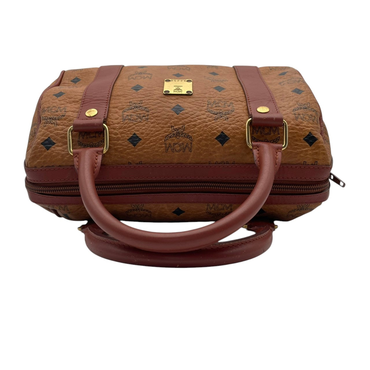【美品】エムシーエム MCM ハンドバッグ ミニボストンバッグ ヴィセトス モノグラム レザー 本革 ブラウン コニャック ゴールド金具 ロゴ ヴィンテージ ビンテージ クラシック エレガント 希少 レア 自立可 鞄 カバン レディース お出かけ S68