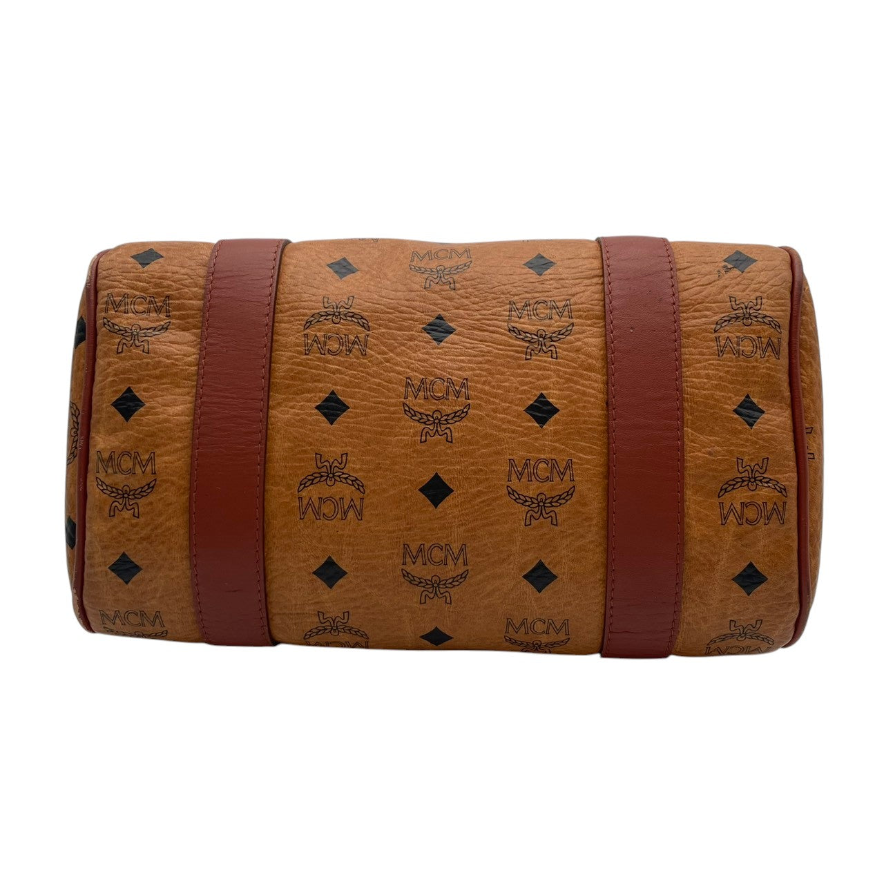 【美品】エムシーエム MCM ハンドバッグ ミニボストンバッグ ヴィセトス モノグラム レザー 本革 ブラウン コニャック ゴールド金具 ロゴ ヴィンテージ ビンテージ クラシック エレガント 希少 レア 自立可 鞄 カバン レディース お出かけ S68