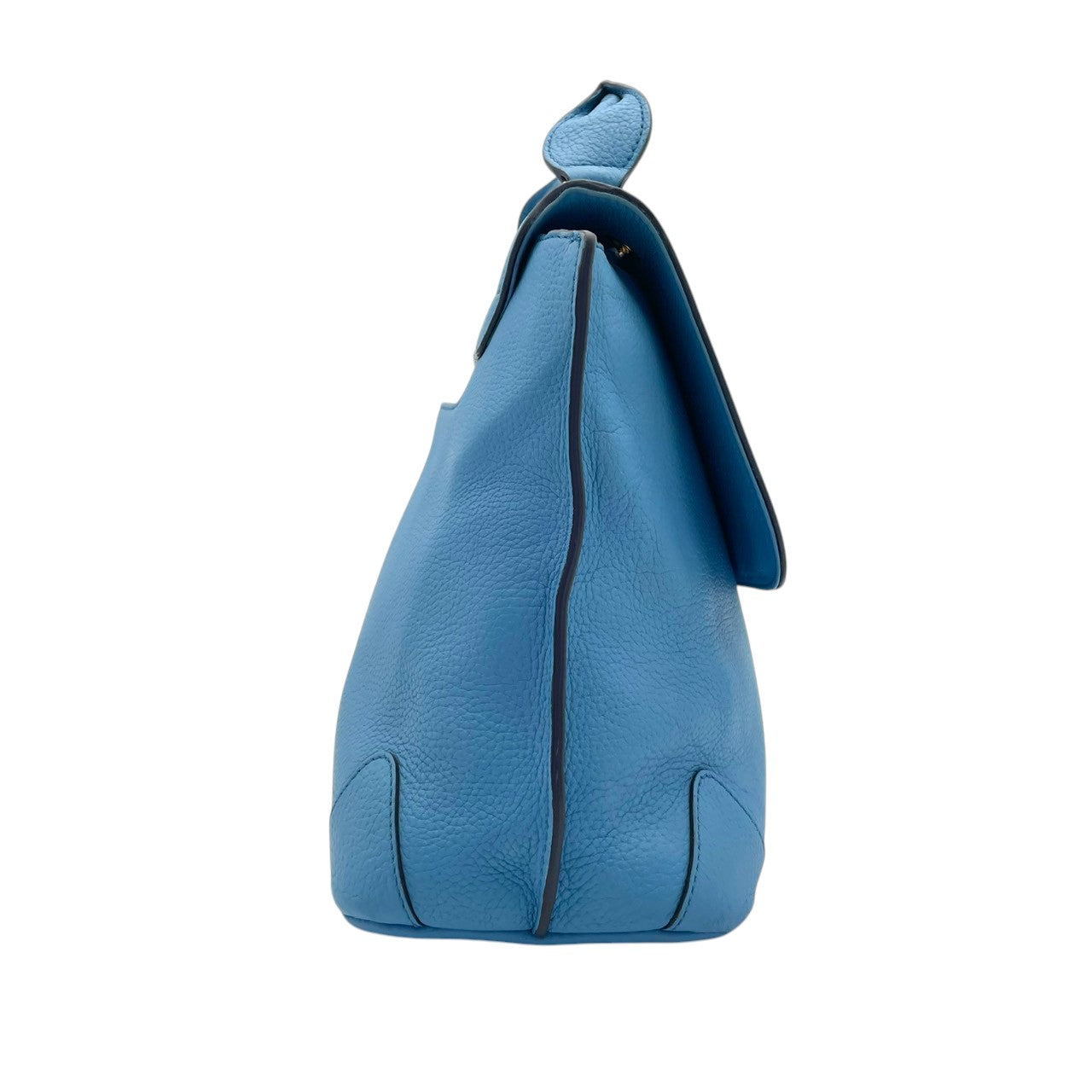 【美品】エムシーエム MCM 2way ハンドバッグ ショルダーバッグ 斜め掛け可 レザー 本革 水色 ライトブルー シルバー金具 ロゴプレート ヴィンテージ ビンテージ クラシック エレガント 上品 鞄 レディース お出かけ 通勤 通学 大容量 S68