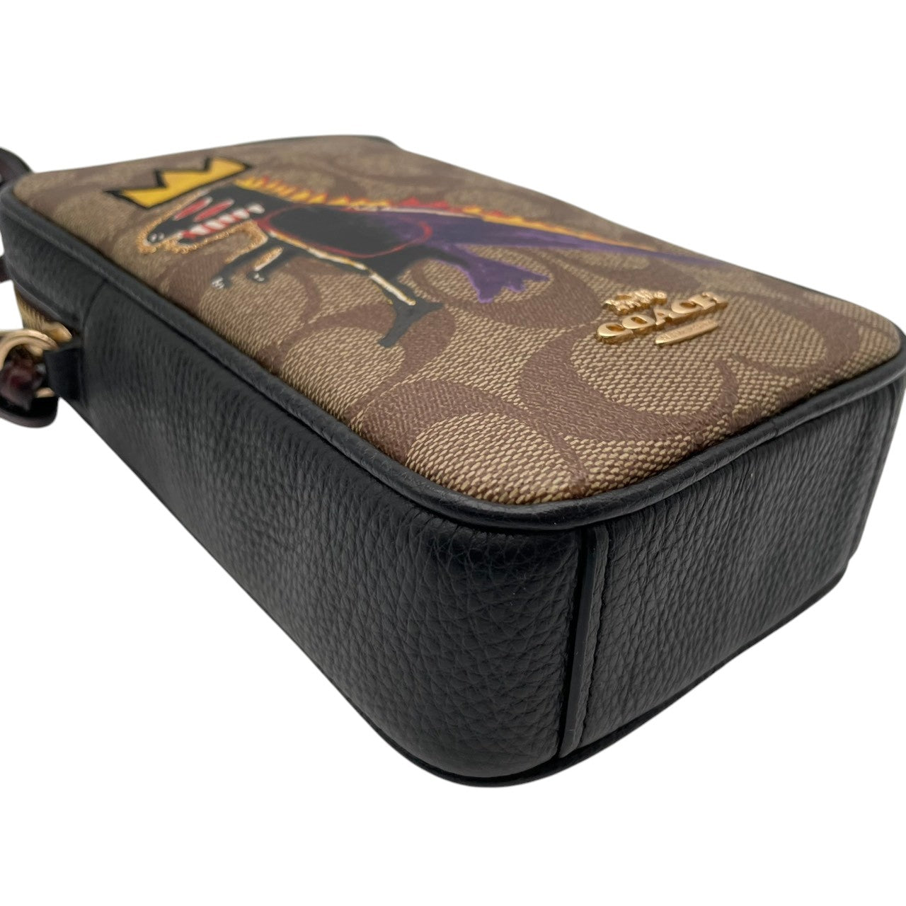 美品 コーチ COACH ショルダーバッグ スマホショルダー ミニバッグ シグネチャー キャンバス レザー ブラウン ブラック ゴールド金具 斜め掛け可 ノースサウス クロスボディ 縦型 ポーチ スリム エレガント クラシック レディース C5585 S54