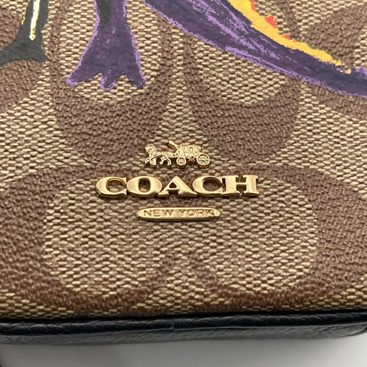 美品 コーチ COACH ショルダーバッグ スマホショルダー ミニバッグ シグネチャー キャンバス レザー ブラウン ブラック ゴールド金具 斜め掛け可 ノースサウス クロスボディ 縦型 ポーチ スリム エレガント クラシック レディース C5585 S54