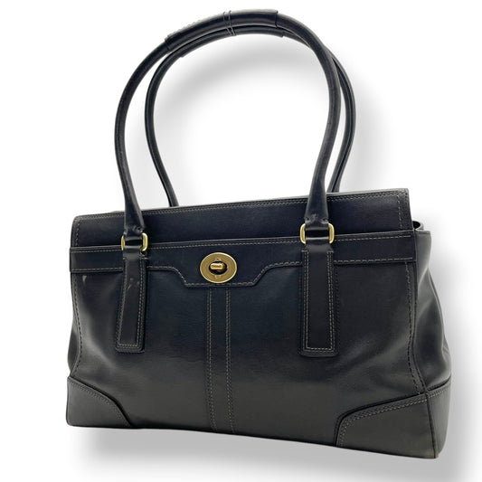 コーチ COACH トートバッグ ハンドバッグ レザー 本革 ペブルドレザー シボ革 ブラック 黒 シルバー金具 ロゴ A4サイズ収納可 肩掛け可 通勤 通学 エレガント クラシック ヴィンテージ 美品 鞄 レディース メンズ 11048 S54