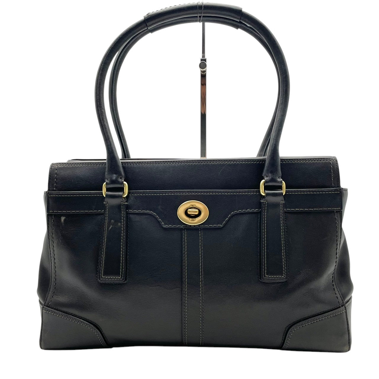 コーチ COACH トートバッグ ハンドバッグ レザー 本革 ペブルドレザー シボ革 ブラック 黒 シルバー金具 ロゴ A4サイズ収納可 肩掛け可 通勤 通学 エレガント クラシック ヴィンテージ 美品 鞄 レディース メンズ 11048 S54