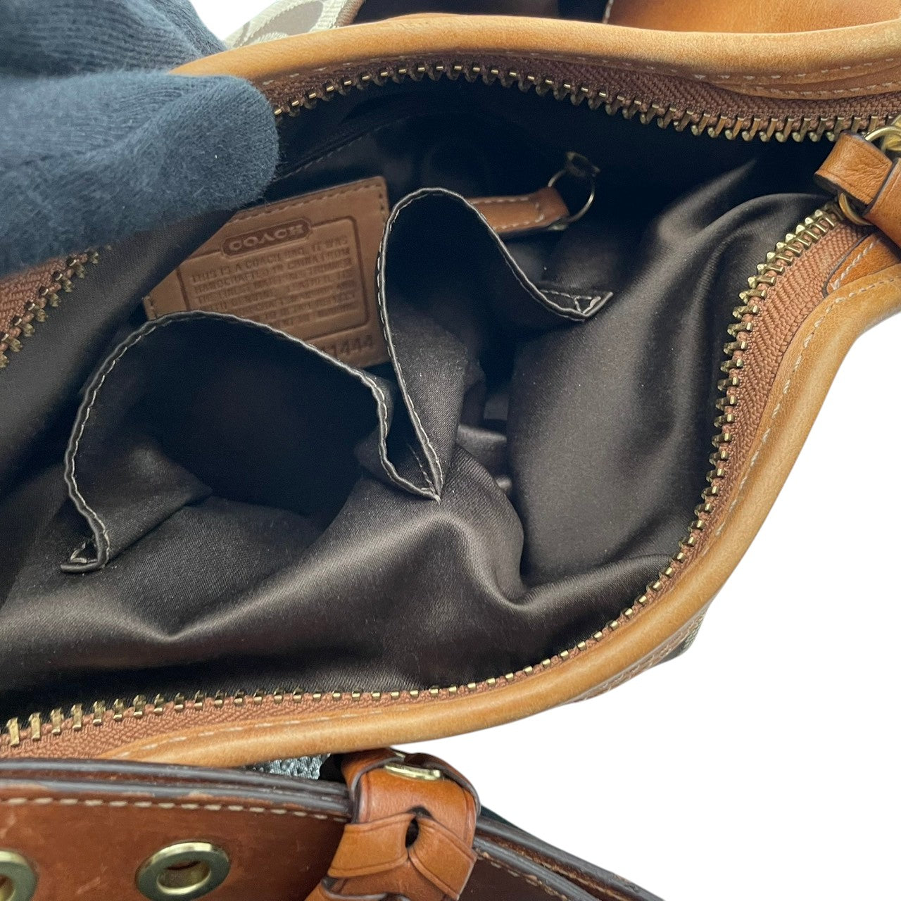 コーチ COACH トートバッグ ワンショルダー 肩掛け シグネチャー キャンバス レザー 本革 ベージュ ゴールド 11444 エルゴ プリーツ ホースアンドキャリッジ ヴィンテージ ビンテージ クラシック エレガント レディース 通勤 通学 S54