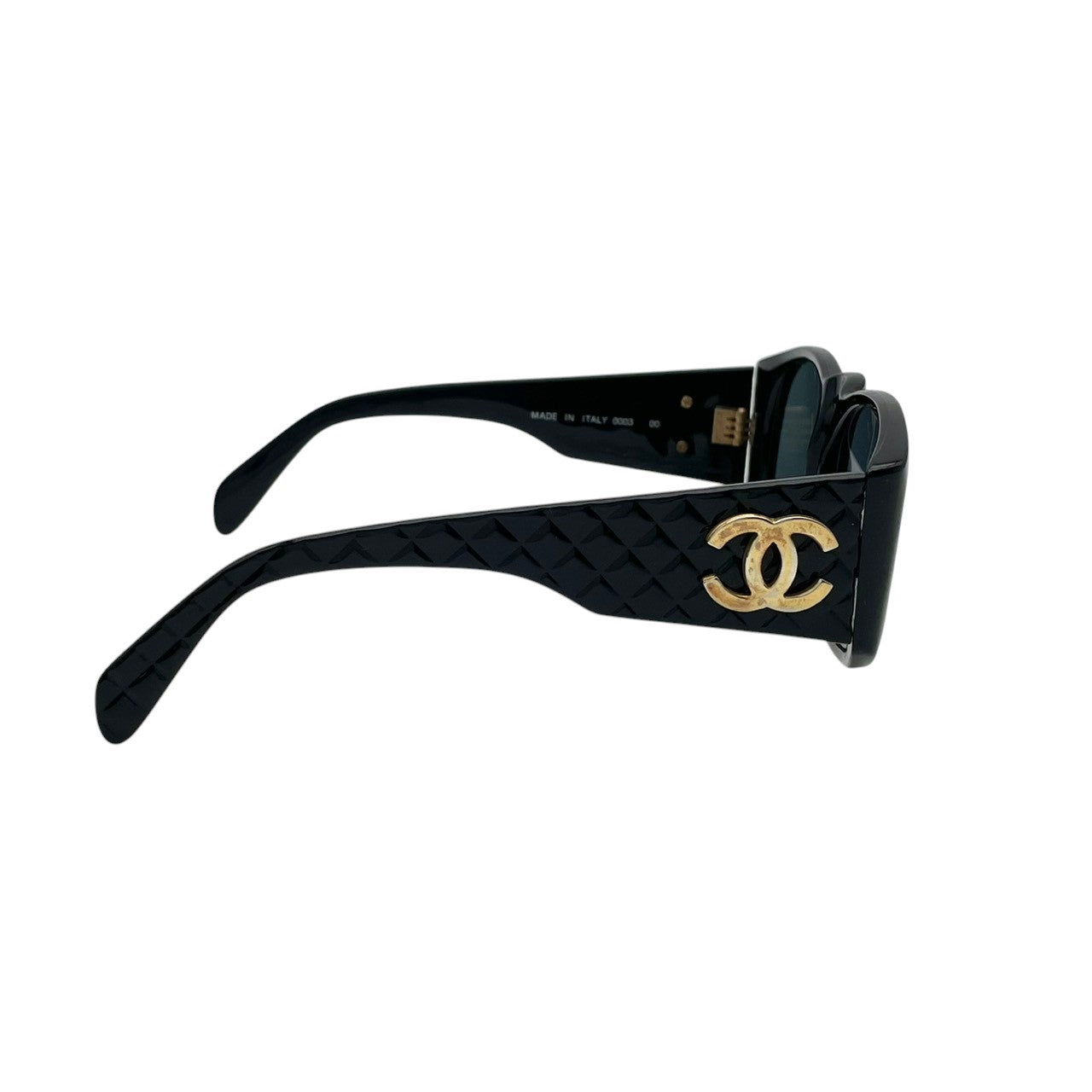 シャネル CHANEL サングラス アイウェア 01450 マトラッセ キルティング ブラック 黒 ゴールド金具 ココマーク ロゴ イタリア製 ビンテージ クラシック エレガント 希少 レア 婦人 レディース 紫外線対策 UVカット ケース付属 M4