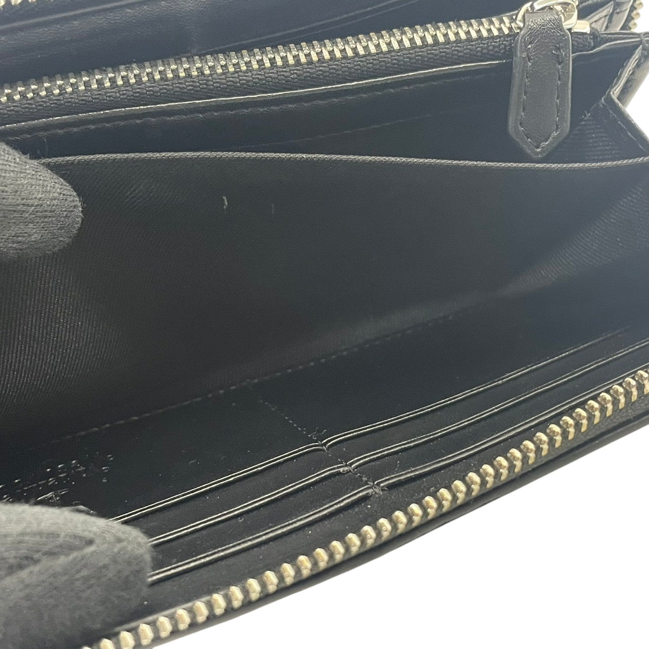 ヴィヴィアンウエストウッド　Vivienne Westwood　長財布　ラウンドファスナー　レザー　本革　黒　ブラック　エンボス　オーブ金具　シルバー金具　札入れ　小銭入れ　カード収納　クラシック　上品　メンズ　レディース　ユニセックス　M2