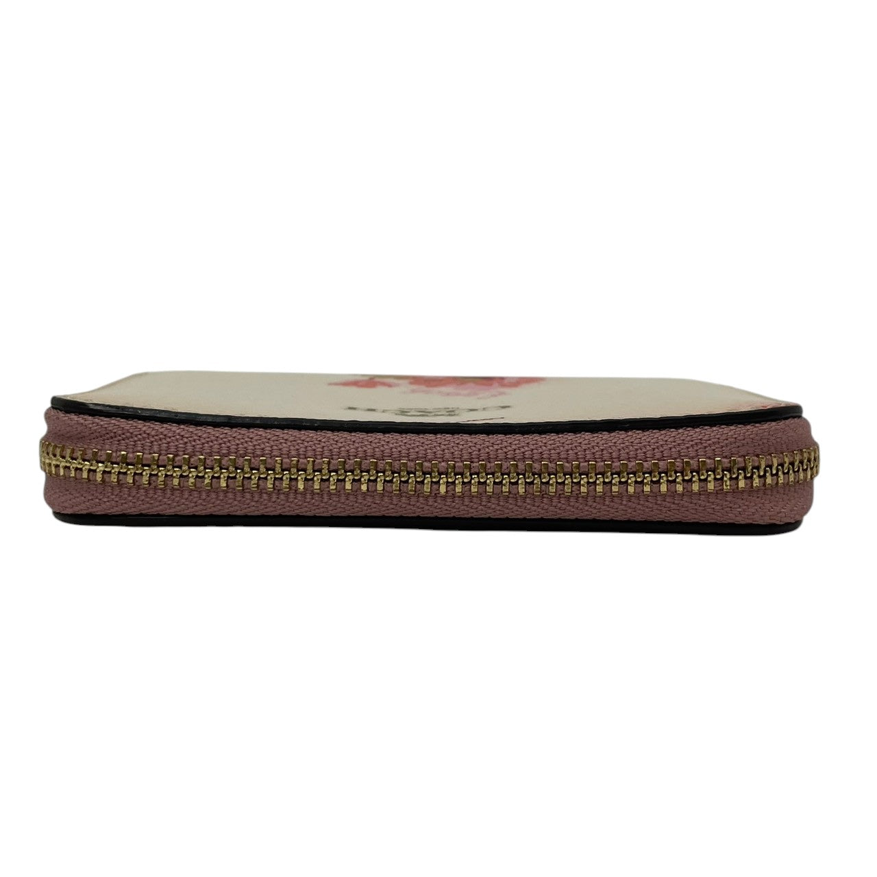美品 コーチ COACH ラウンドファスナー長財布 フローラル 花柄 レザー 本革 アイボリー ピンク ゴールド金具 総柄 ロゴ ジップウォレット ロングウォレット カード収納 小銭入れ レディース 上品 華やか コンパクト収納 F87796 M2