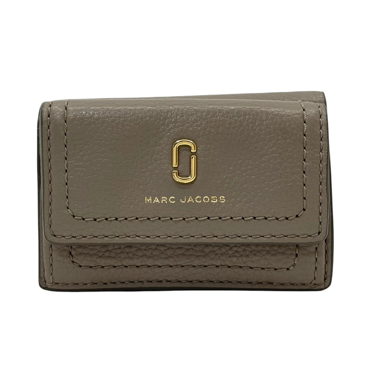 【美品】 マークジェイコブス MARC JACOBS 三つ折り財布 ミニ財布 コンパクトウォレット レザー 本革 グレー 灰色 ダブルJロゴ 金具 ゴールド ビンテージ クラシック エレガント 上品 レディース お出かけ 定番 人気 アイテム M2