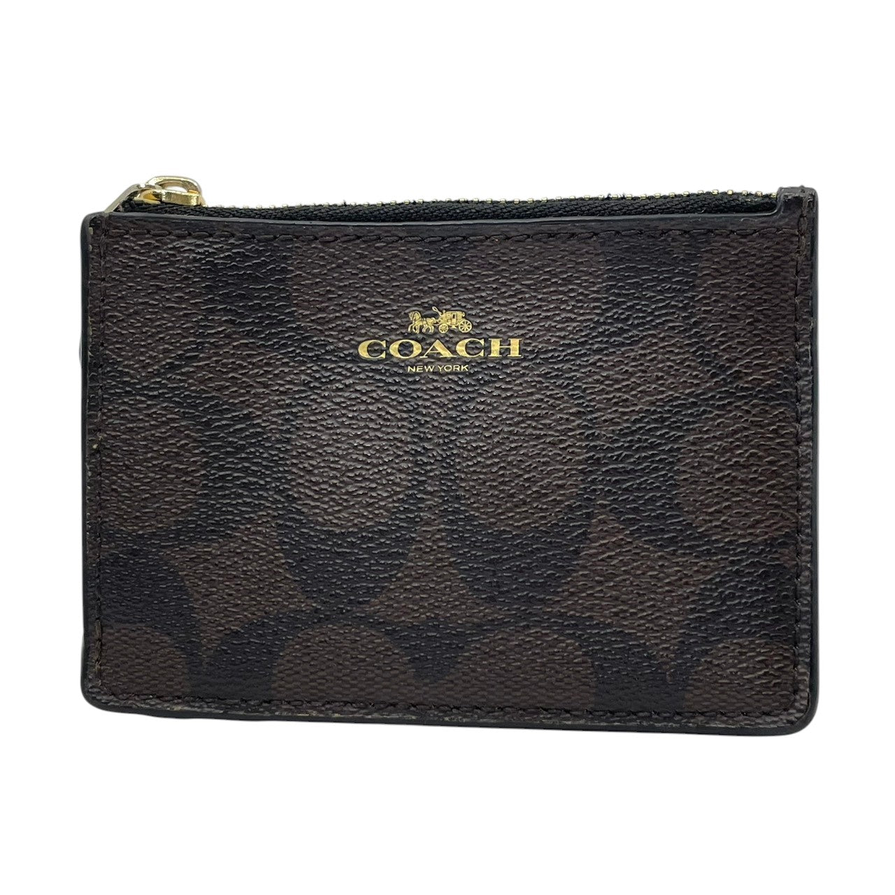 コーチ COACH カードケース パスケース シグネチャー PVC レザー ブラウン 茶色 キャメル スリム 薄型 コンパクト ビジネス 定期入れ 名刺入れ ユニセックス 上品 クラシック ビンテージ 贈り物 ギフト 人気 定番 希少 M2