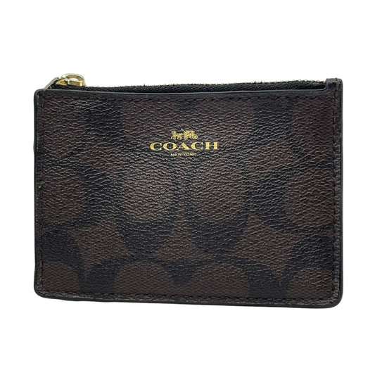コーチ COACH カードケース パスケース シグネチャー PVC レザー ブラウン 茶色 キャメル スリム 薄型 コンパクト ビジネス 定期入れ 名刺入れ ユニセックス 上品 クラシック ビンテージ 贈り物 ギフト 人気 定番 希少 M2