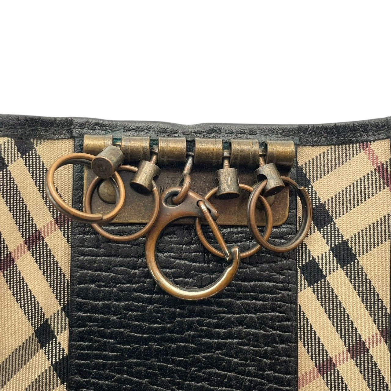 【良品】 バーバリー BURBERRY キーケース 5連 レザー 本革 ブラック 黒 ゴールド金具 ロゴ プレート シンプル ビジネス クラシック エレガント 上品 鍵 収納 メンズ レディース ユニセックス 定番 人気 希少 アイテム ギフト M2