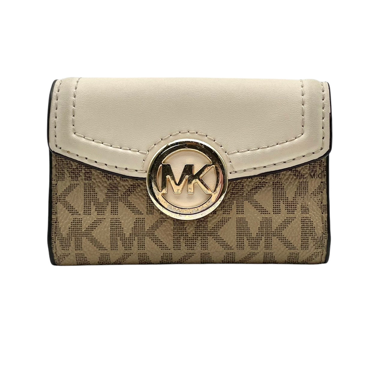 【良品】 マイケルコース MICHAEL KORS キーケース 6連 シグネチャー PVC レザー ベージュ ホワイト 白 ゴールド ロゴ 金具 スタイリッシュ エレガント レディース コンパクト 鍵 収納 定番 人気 おしゃれ かわいい お出かけ M2