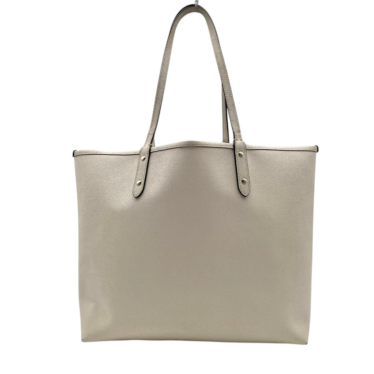 【良品】 コーチ COACH トートバッグ シグネチャー PVC レザー アイボリー ホワイト A4収納可能 大容量 肩掛け可 ワンショルダー 自立可 エレガント クラシック ビンテージ 通勤 通学 お出かけ 普段使い レディース 定番 人気 希少 S3