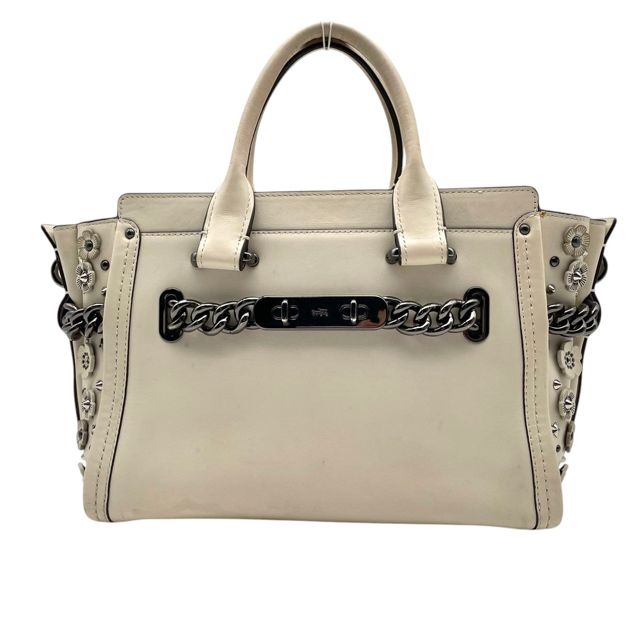 【美品】 コーチ COACH 2WAY ハンドバッグ ショルダーバッグ 斜め掛け可 レザー 本革 アイボリー 白 ゴールド金具 チェルシー クロスボディ ビンテージ クラシック エレガント スタイリッシュ 上品 鞄 レディース お出かけ 59091 S3