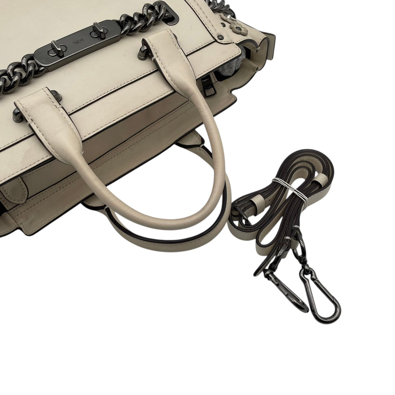 【美品】 コーチ COACH 2WAY ハンドバッグ ショルダーバッグ 斜め掛け可 レザー 本革 アイボリー 白 ゴールド金具 チェルシー クロスボディ ビンテージ クラシック エレガント スタイリッシュ 上品 鞄 レディース お出かけ 59091 S3