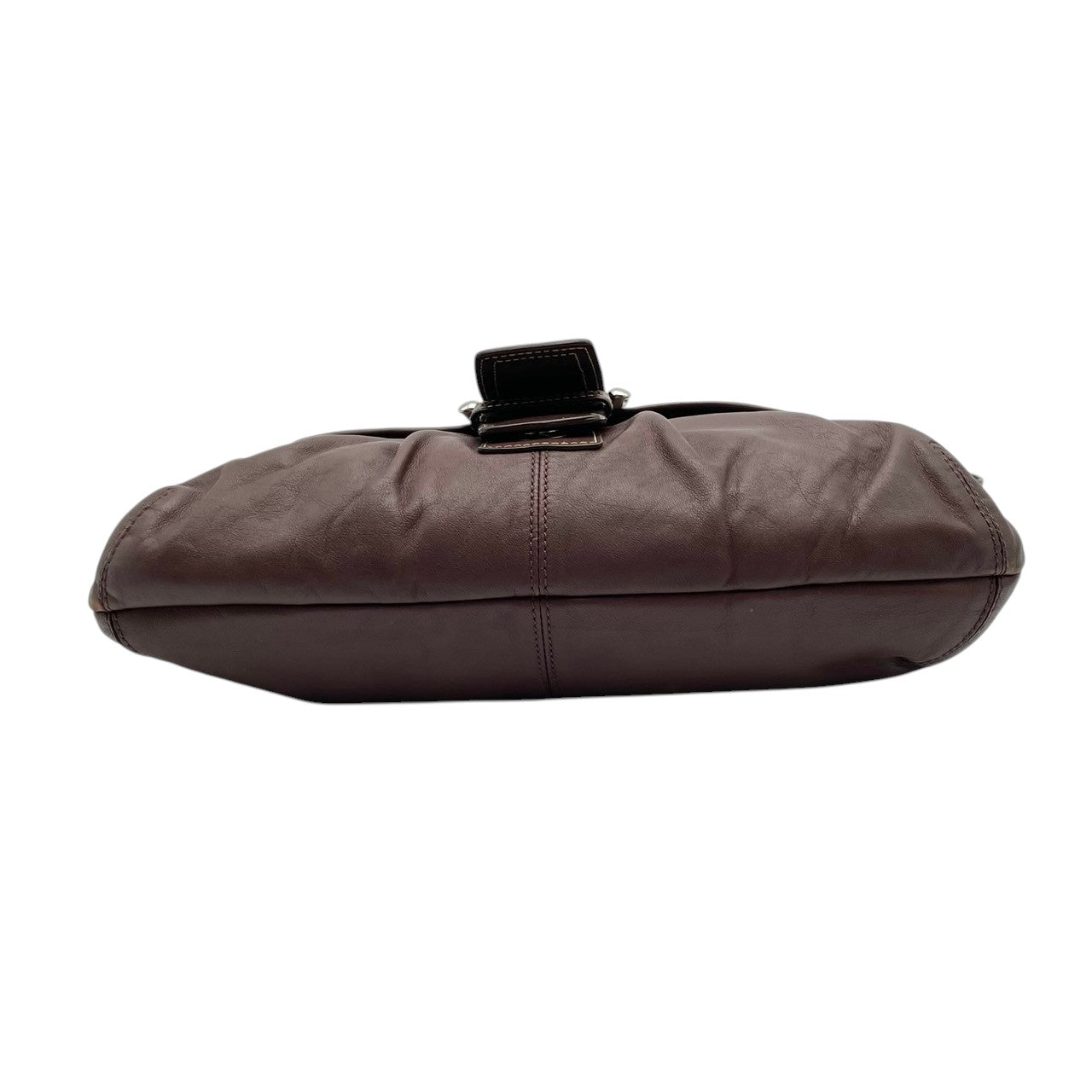 良品 コーチ COACH ソーホー ショルダーバッグ ワンショルダーバッグ レザー 本革 ブラウン 茶色 シルバー金具 F15204 大きめバックル フラップ エレガント クラシック カジュアル 肩掛け お出かけ 普段使い デイリーユース レディース 自立可 S3