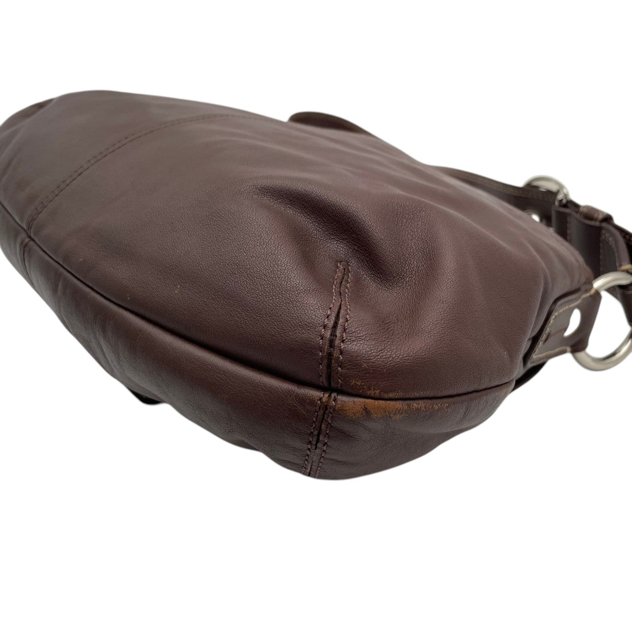 良品 コーチ COACH ソーホー ショルダーバッグ ワンショルダーバッグ レザー 本革 ブラウン 茶色 シルバー金具 F15204 大きめバックル フラップ エレガント クラシック カジュアル 肩掛け お出かけ 普段使い デイリーユース レディース 自立可 S3