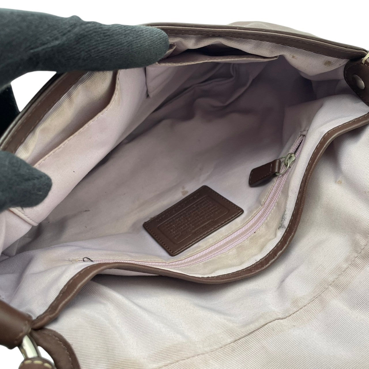 良品 コーチ COACH ソーホー ショルダーバッグ ワンショルダーバッグ レザー 本革 ブラウン 茶色 シルバー金具 F15204 大きめバックル フラップ エレガント クラシック カジュアル 肩掛け お出かけ 普段使い デイリーユース レディース 自立可 S3