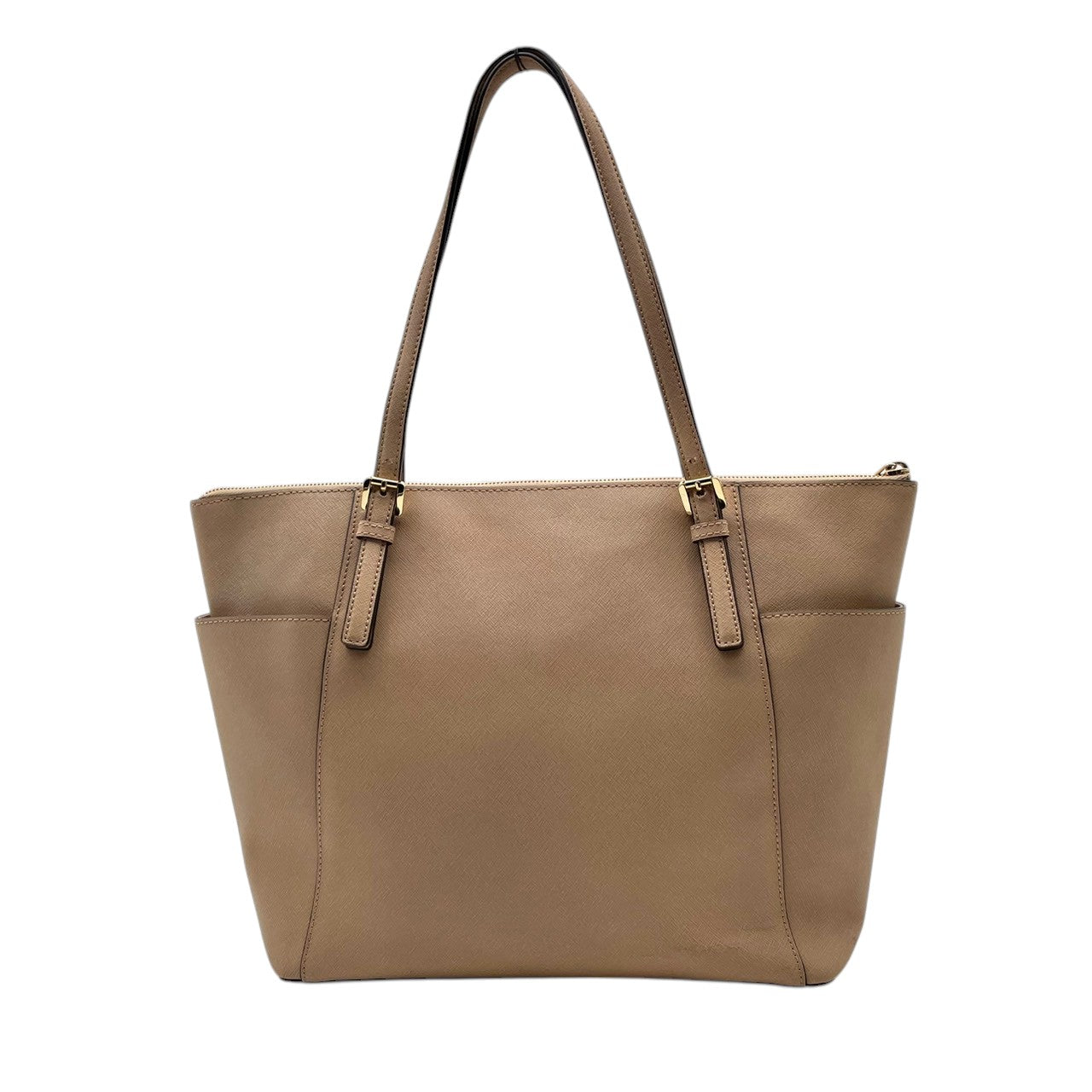 美品 マイケルコース MICHAEL KORS ジェットセット トラベル トートバッグ レザー ピンクベージュ ゴールド金具 ファスナー開閉 肩掛け A4 エレガント 通勤 通学 レディース 30F4GTTT9L S3