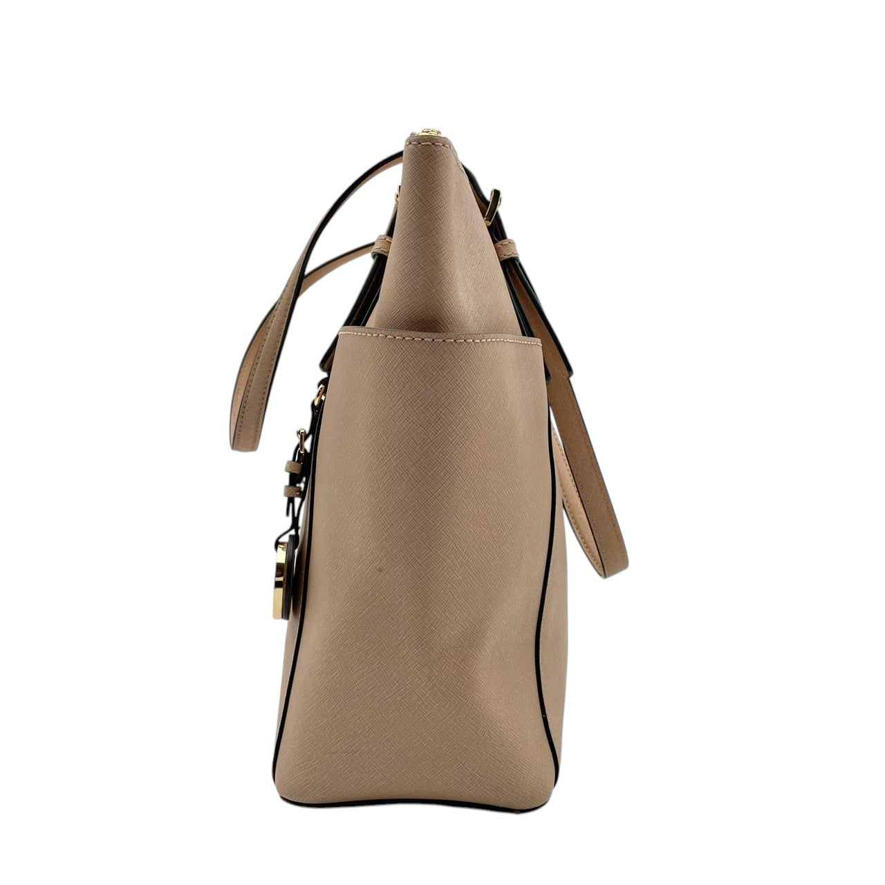 美品 マイケルコース MICHAEL KORS ジェットセット トラベル トートバッグ レザー ピンクベージュ ゴールド金具 ファスナー開閉 肩掛け A4 エレガント 通勤 通学 レディース 30F4GTTT9L S3