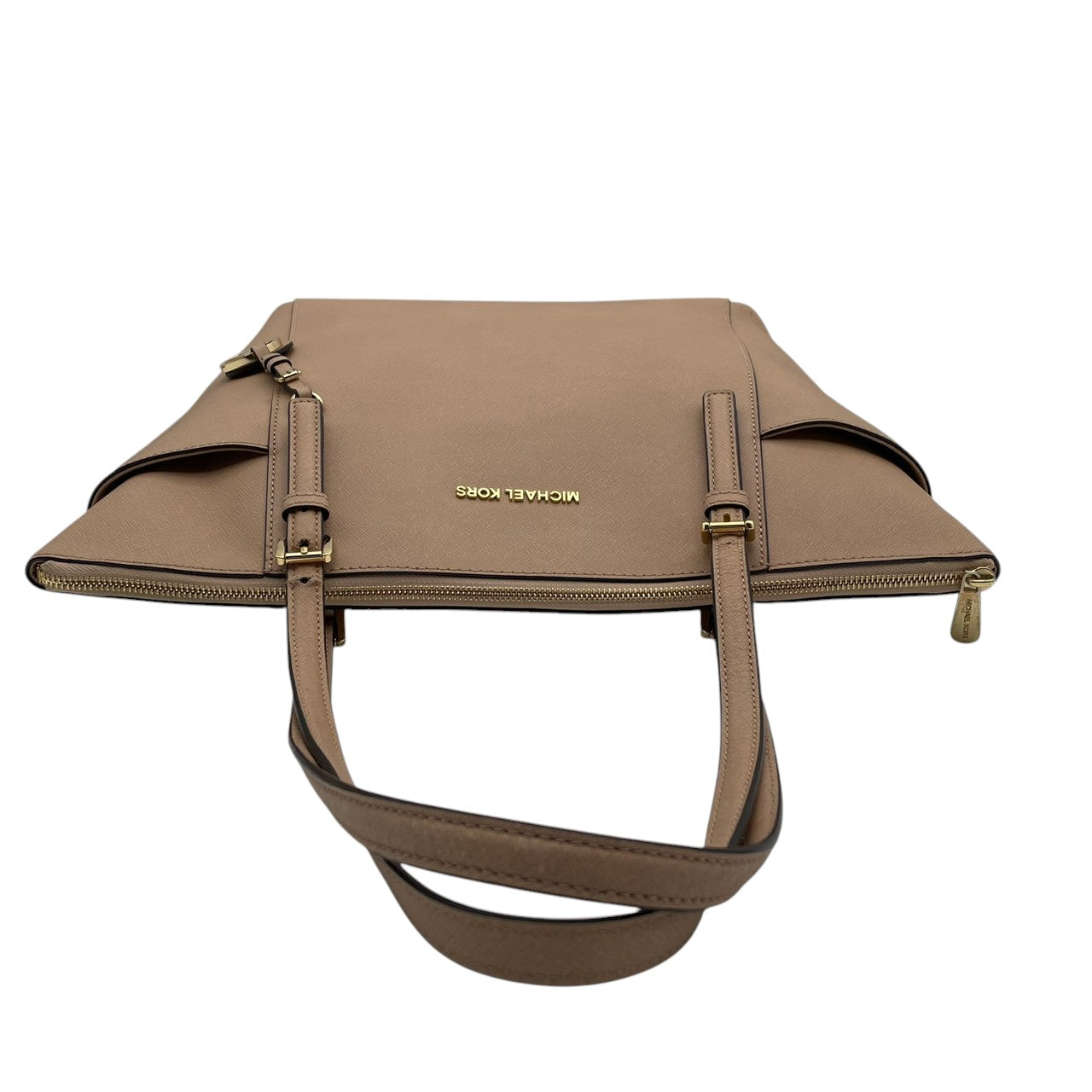 美品 マイケルコース MICHAEL KORS ジェットセット トラベル トートバッグ レザー ピンクベージュ ゴールド金具 ファスナー開閉 肩掛け A4 エレガント 通勤 通学 レディース 30F4GTTT9L S3