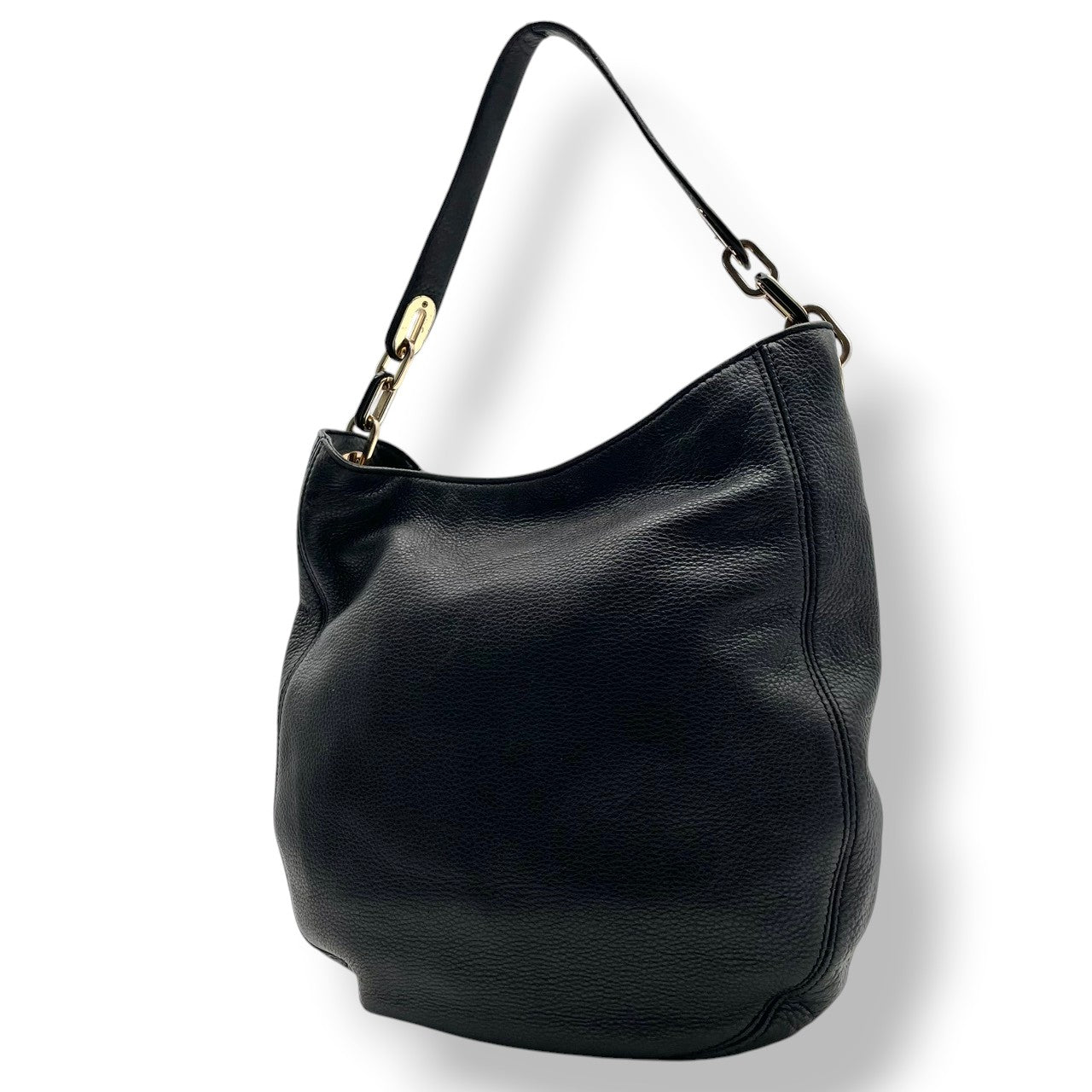 良品 マイケルコース MICHAEL KORS ショルダーバッグ ワンショルダー レザー ブラック 黒 ゴールド金具 MKロゴチャーム ファスナー開閉 エレガント デイリー 肩掛け 鞄 かばん レディース S5