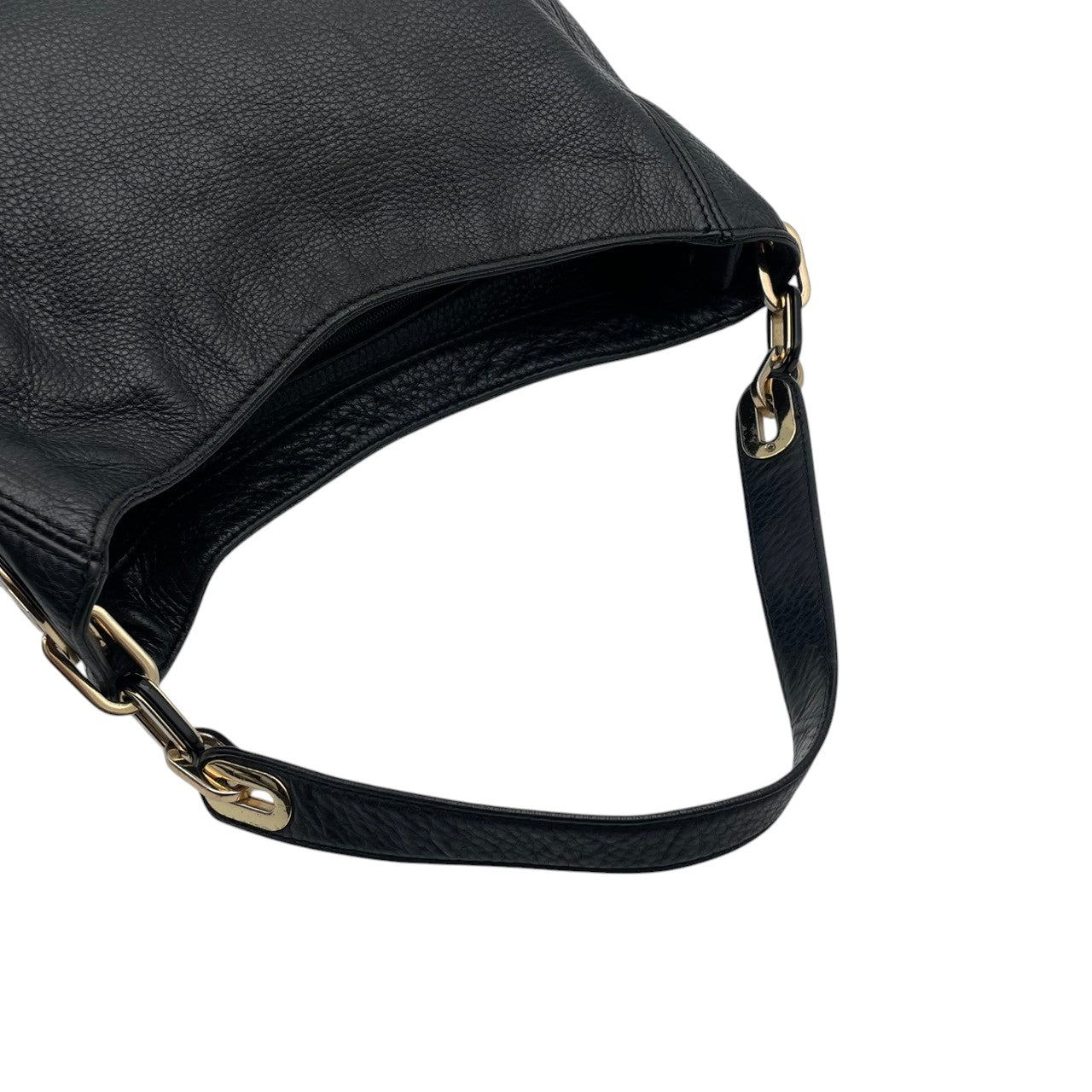 良品 マイケルコース MICHAEL KORS ショルダーバッグ ワンショルダー レザー ブラック 黒 ゴールド金具 MKロゴチャーム ファスナー開閉 エレガント デイリー 肩掛け 鞄 かばん レディース S5