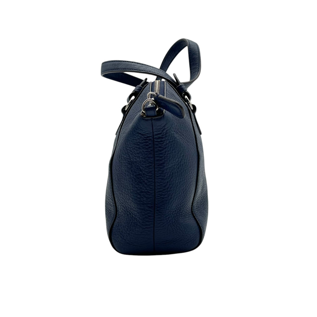 美品 コーチ COACH 2WAYバッグ ハンドバッグ ショルダーバッグ レザー ブルー 青 シルバー金具 ロゴチャーム ファスナー開閉 クロスボディ 斜め掛け エレガント お出かけ レディース 鞄 カバン F30281 S5