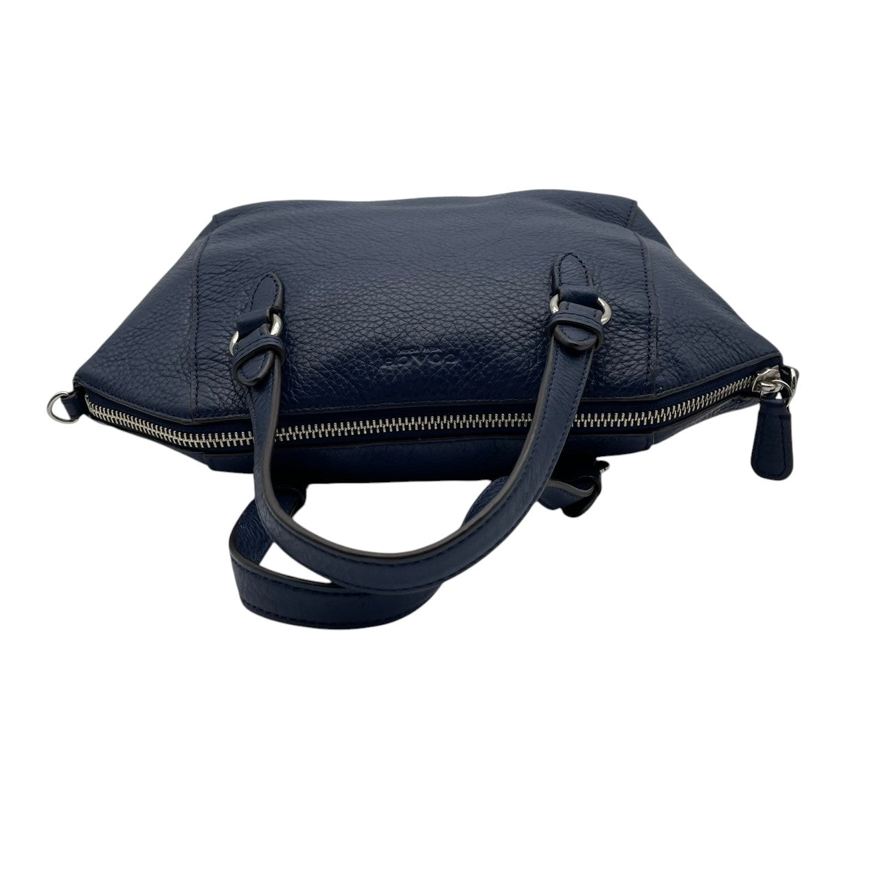 美品 コーチ COACH 2WAYバッグ ハンドバッグ ショルダーバッグ レザー ブルー 青 シルバー金具 ロゴチャーム ファスナー開閉 クロスボディ 斜め掛け エレガント お出かけ レディース 鞄 カバン F30281 S5