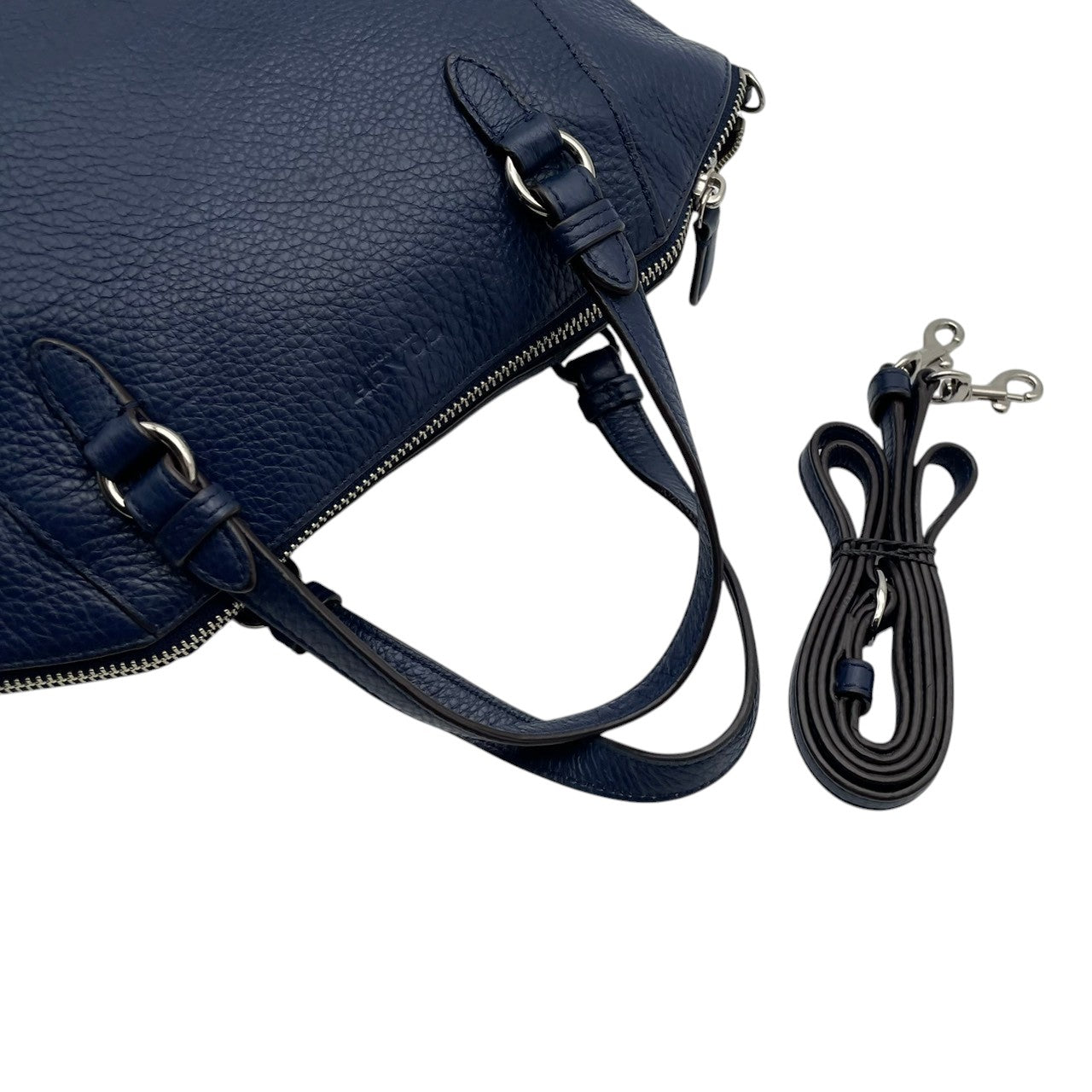 美品 コーチ COACH 2WAYバッグ ハンドバッグ ショルダーバッグ レザー ブルー 青 シルバー金具 ロゴチャーム ファスナー開閉 クロスボディ 斜め掛け エレガント お出かけ レディース 鞄 カバン F30281 S5