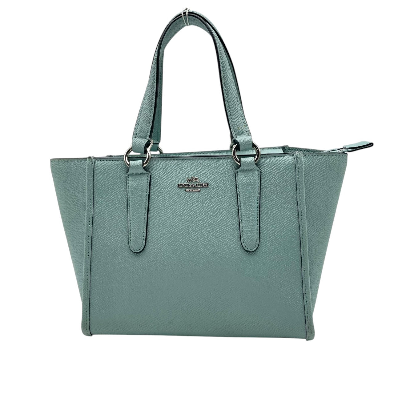 美品 コーチ COACH クロスグレイン レザー ミニ ベネット サッチェル 2WAYバッグ ハンドバッグ ショルダーバッグ ミントグリーン ゴールド金具 ロゴ ファスナー 斜め掛け エレガント レディース 鞄 F11925 S5