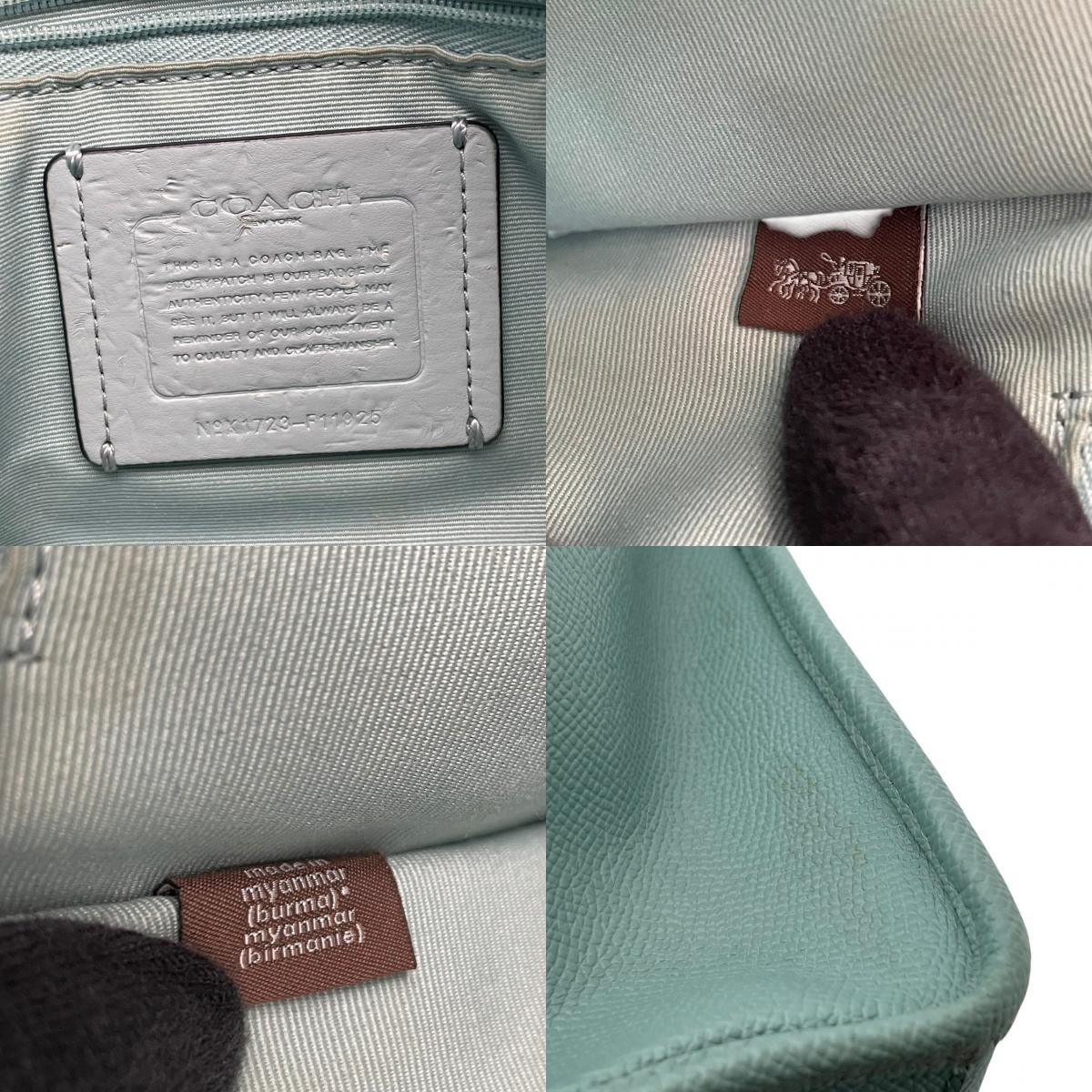 美品 コーチ COACH クロスグレイン レザー ミニ ベネット サッチェル 2WAYバッグ ハンドバッグ ショルダーバッグ ミントグリーン ゴールド金具 ロゴ ファスナー 斜め掛け エレガント レディース 鞄 F11925 S5