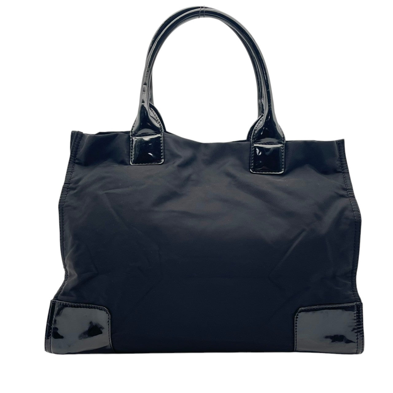 良品 トリーバーチ TORY BURCH エラ トートバッグ ナイロン エナメル ブラック 黒 デカロゴ 大容量 マザーズバッグ A4 軽量 肩掛け デイリーユース エレガント レディース 鞄 カバン S79