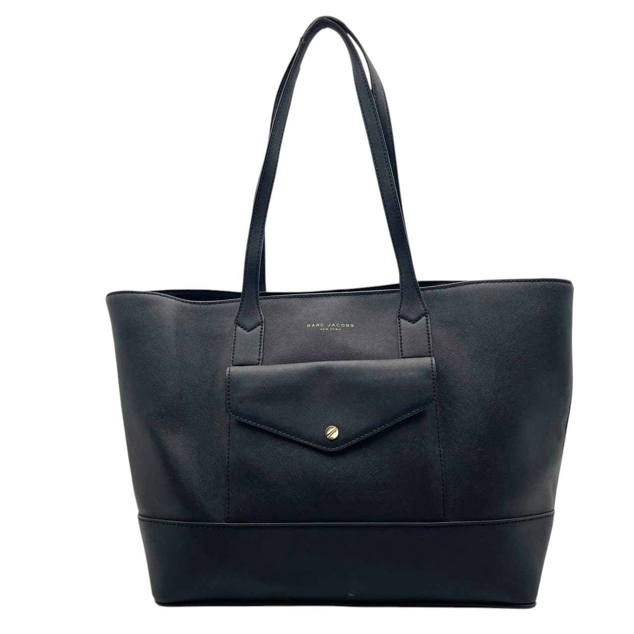 良品 マークジェイコブス MARC JACOBS トートバッグ レザー ブラック 黒 パドロック 南京錠 ゴールド金具 肩掛け A4収納 大容量 エレガント 通勤 通学 デイリーユース レディース 鞄 カバン S79