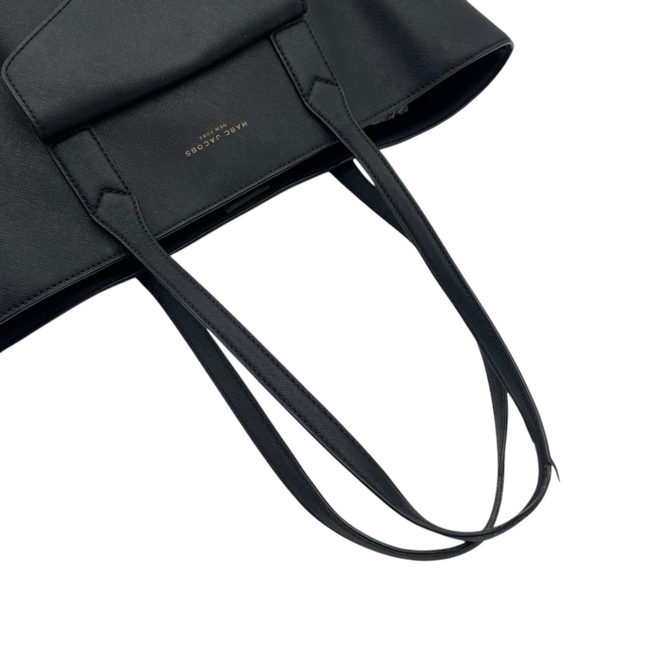 良品 マークジェイコブス MARC JACOBS トートバッグ レザー ブラック 黒 パドロック 南京錠 ゴールド金具 肩掛け A4収納 大容量 エレガント 通勤 通学 デイリーユース レディース 鞄 カバン S79