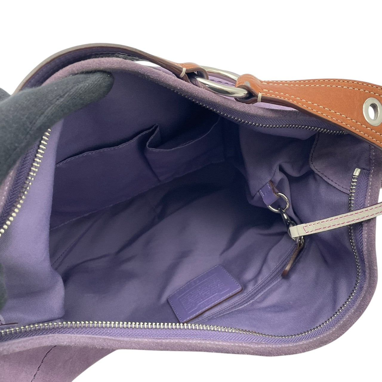 良品 コーチ COACH トートバッグ ショルダーバッグ Y2K vintage スウェード スエード レザー パープル 紫 シルバー金具 肩掛け A4収納 エレガント お出かけ デイリーユース 通勤 通学 レディース 鞄 カバン 8A16 S79