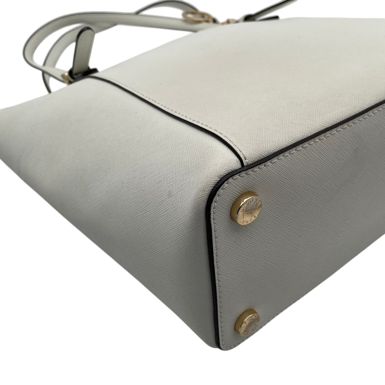 美品 マイケルコース MICHAEL KORS ジェットセット トラベル トートバッグ ショルダーバッグ レザー ホワイト 白 ゴールド金具 ロゴ 肩掛け A4収納 大容量 エレガント ビジネス 通勤 通学 デイリー レディース 鞄 S79